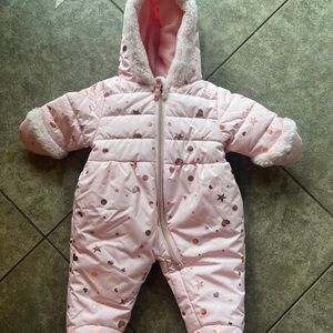 Rothschild Pink and Gold Polka Dot Snow Coat